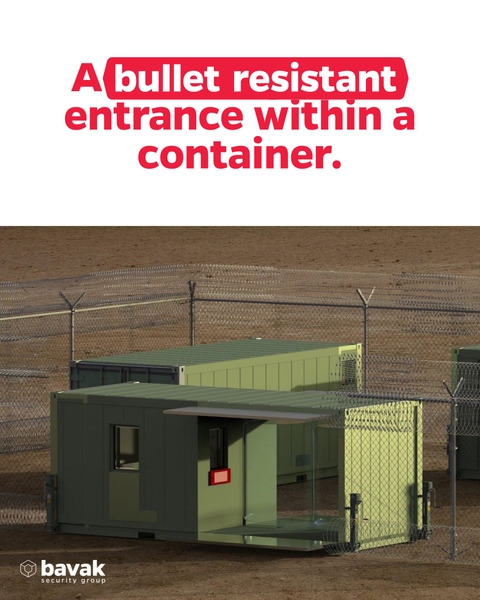 A bullet-resistant enterance in a container